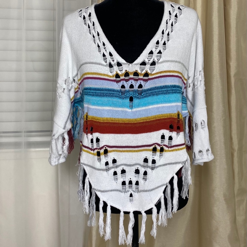 Western Boho Sweater w/Tassels